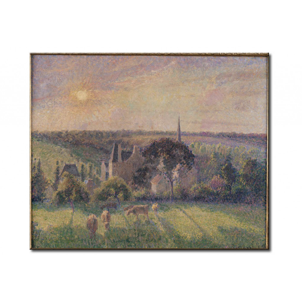 Schilderij  Camille Pissarro: Paysage A Eragny; Eglise Et Ferme D'Eragny