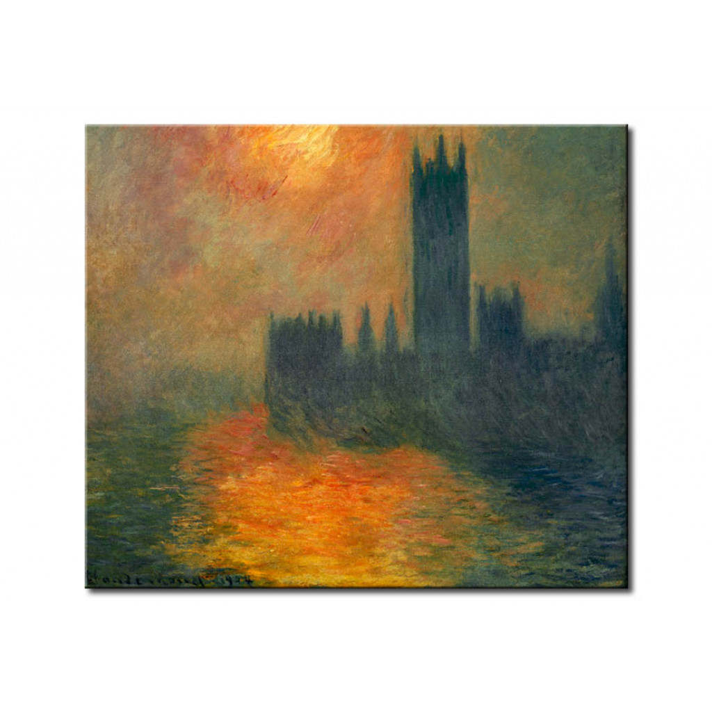 Schilderij  Claude Monet: Le Parlement, Coucher De Soleil