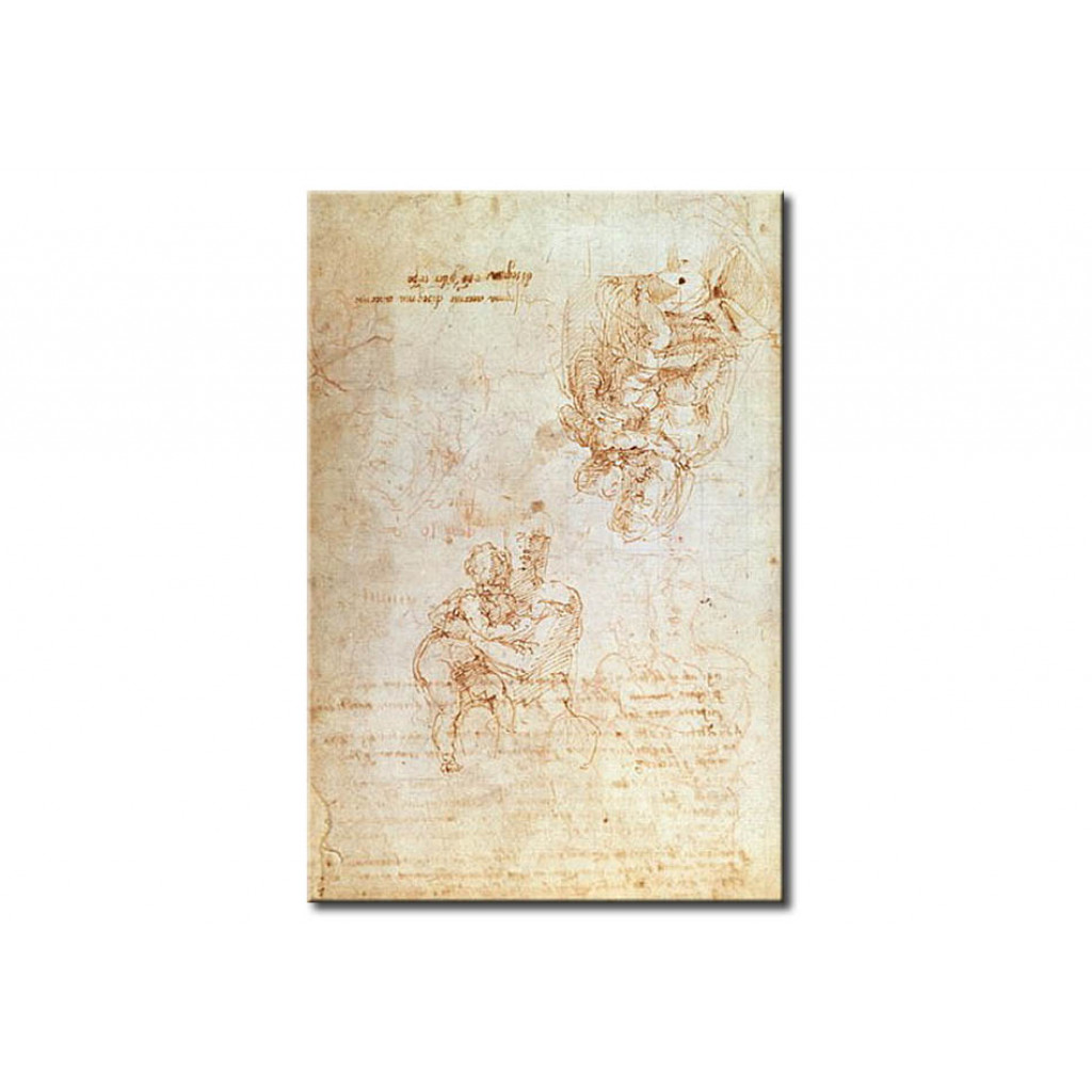 Schilderij  Michelangelo: Studies Of Madonna And Child