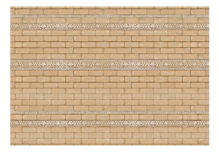 Mural de parede Muro Elegante - fundo em padrão de tijolo bege com enfeites efeito 3D 60946 additionalImage 1