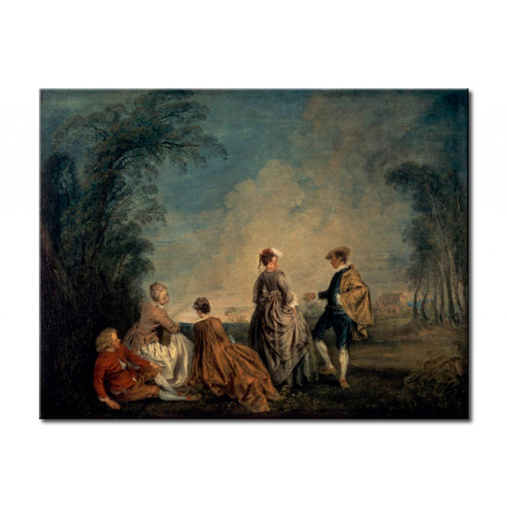 Schilderij  Antoine Watteau: La Propositon Embarrasante