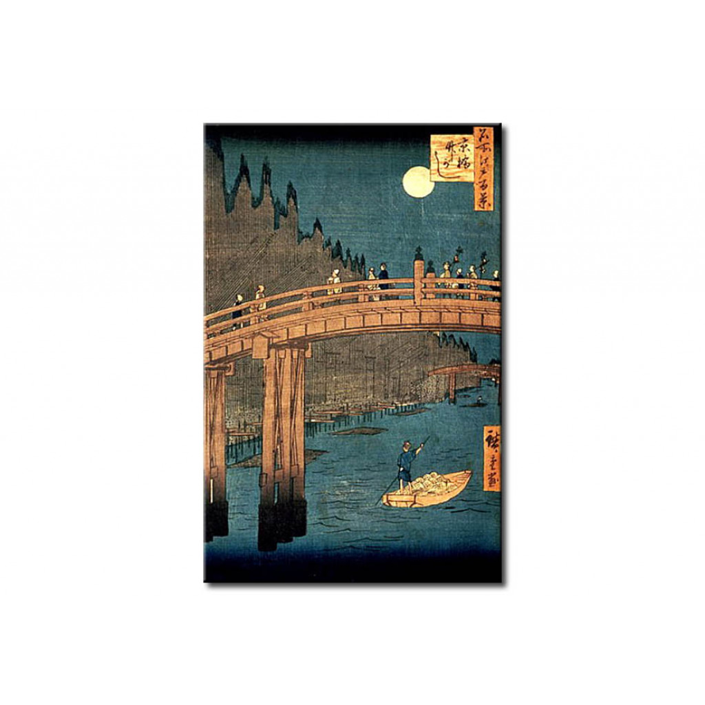 Schilderij  Utagawa Hiroshige: Kyoto Bridge By Moonlight, From The Series '