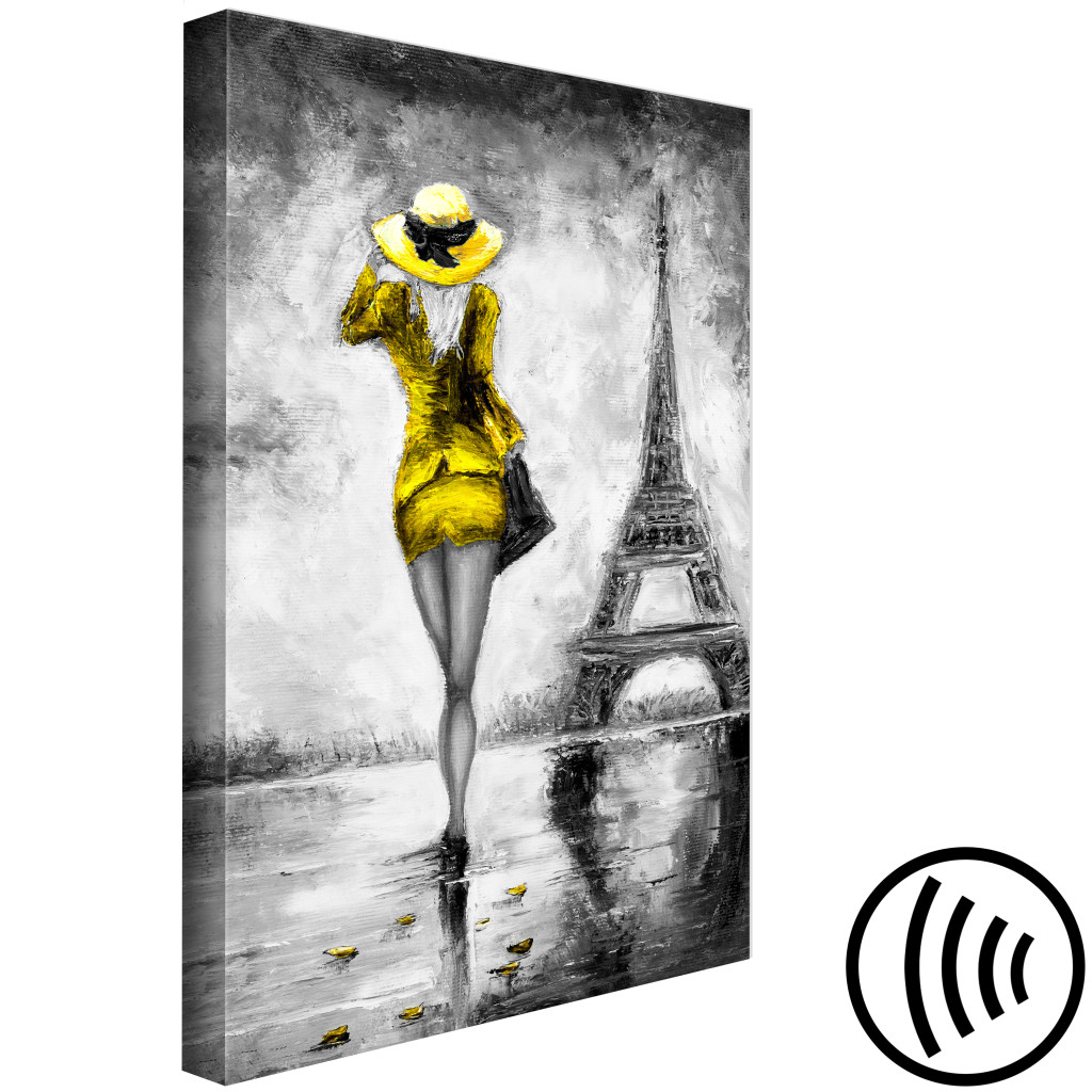Quadro Pintado Parisian Woman (1 Part) Vertical Yellow