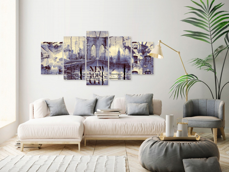 Canvas Collage from New York - a composition with architecture in blue colour 123956 additionalImage 3