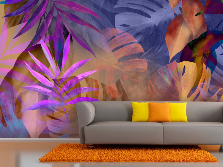 Wall Mural Leaf power - a floral composition with an abstract motif