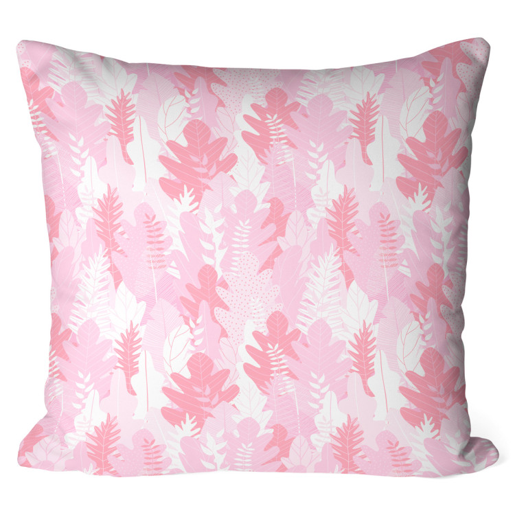 Mikrofaser Kissen In a thicket of leaves - composition in shades of pink, red and white cushions 146756