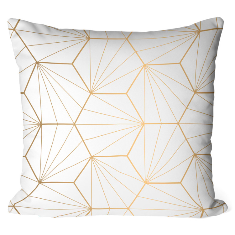 Mikrofiberkudda Gold hexagons - an abstract geometric glamour composition cushions 146856