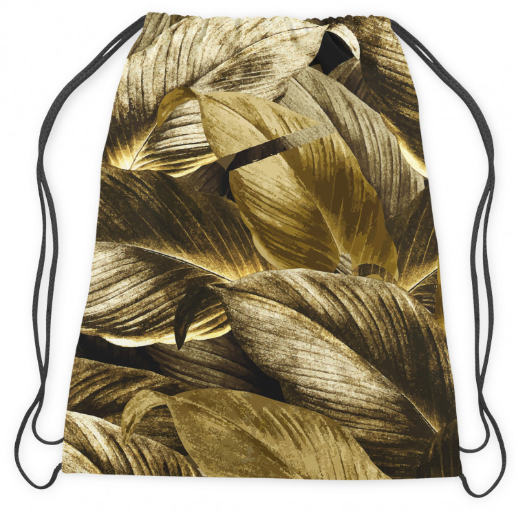 Mochila Leafy thickets - a graphic floral pattern in brass tones 147356 additionalImage 2