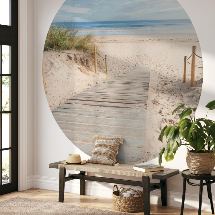 Round wallpaper Descent to the Beach - Wooden Footbridge Leading to the Sea 149156 additionalImage 3