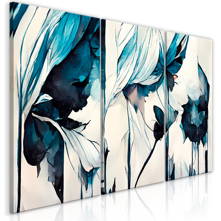 Obraz Abstrakcyjne kwiaty - kompozycja w tonacjach błękitnych na jasnym tle 149856 additionalImage 2