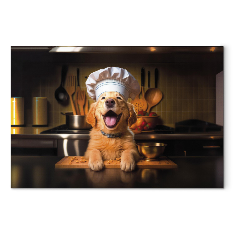 Canvastavla AI Golden Retriever Dog - Cheerful Animal in the Role of a Cook - Horizontal 150256