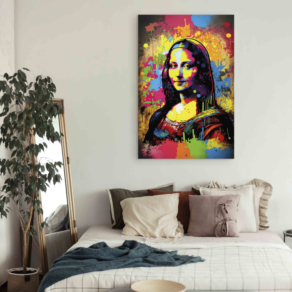 Schilderij  Portretten: Colorful Mona Lisa - A Portrait Of A Woman Inspired By Da Vinci’s Work