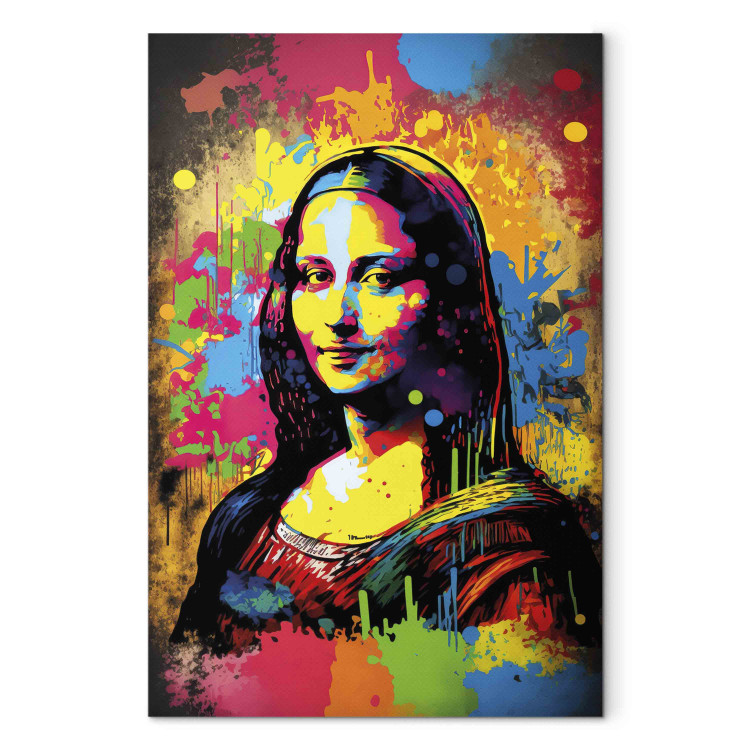 Cuadro en lienzo Colorful Mona Lisa - A Portrait of a Woman Inspired by Da Vinci’s Work