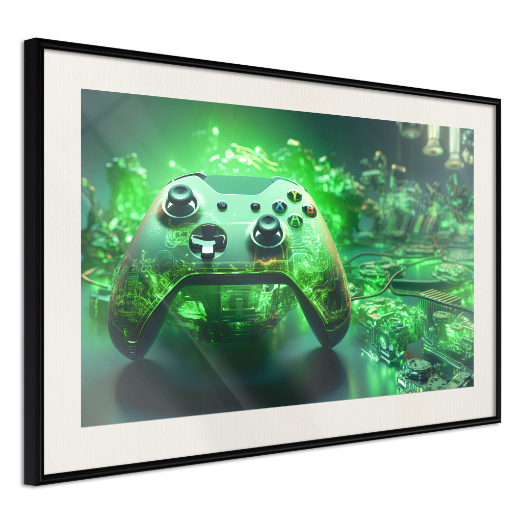Cartaz Gaming Technology - Gaming Pad With Intense Green Background