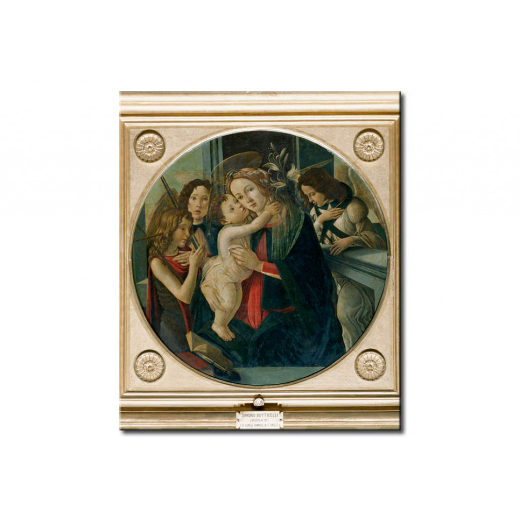 Schilderij  Sandro Botticelli: Mary And Child With The Boy St. John And Two Angels