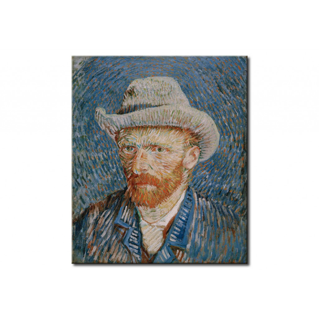 Schilderij  Vincent Van Gogh: Selfportrait With Grey Felt Hat