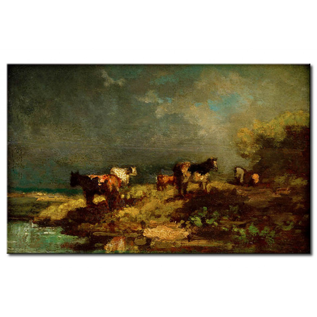 Schilderij  Carl Spitzweg: Kühe In Landschaft