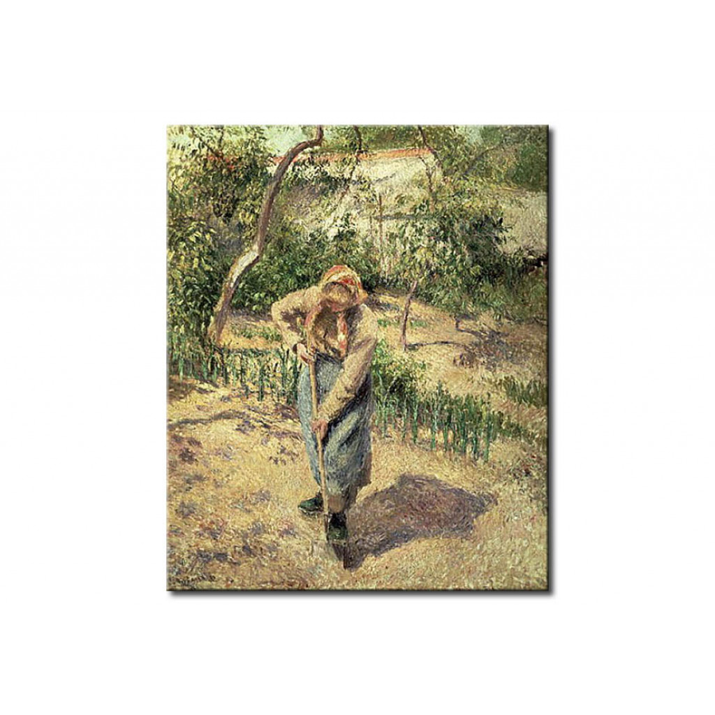 Målning Woman Digging In An Orchard