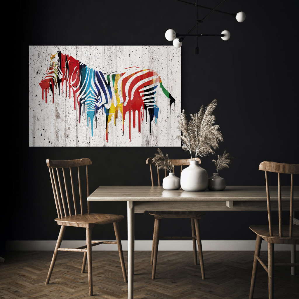Pintura Em Tela Colourful Zebra