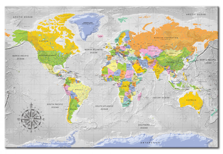 Ozdobna tablica korkowa Mapa świata: Róża wiatrów [Mapa korkowa] 95956 additionalImage 2