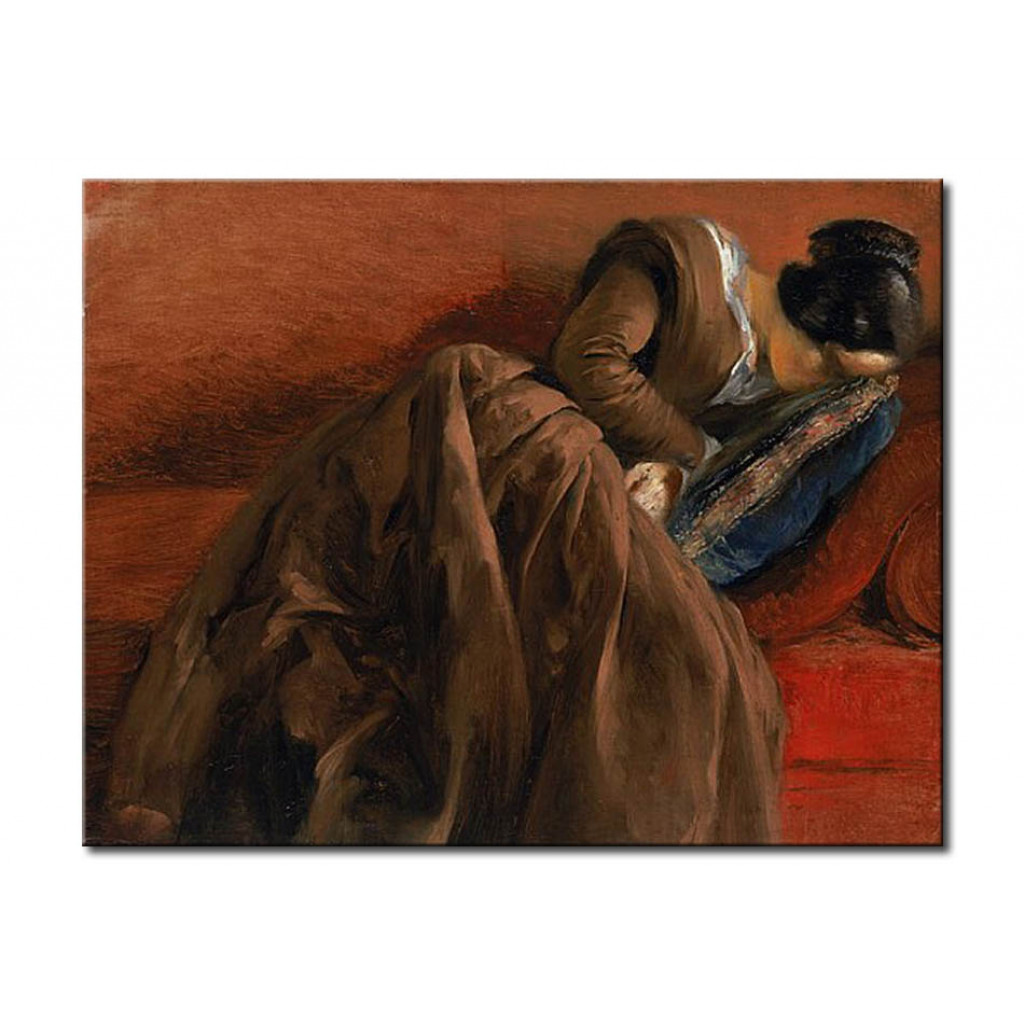 Schilderij  Adolph Von Menzel: Emilie, The Artist's Sister, Asleep