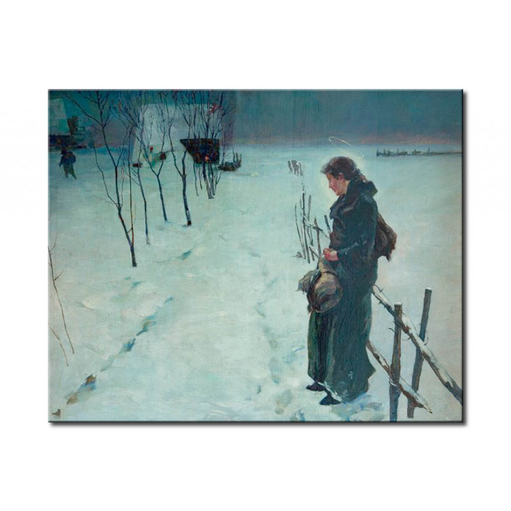 Schilderij  Fritz Von Uhde: Winter Landscape, Christmas Eve