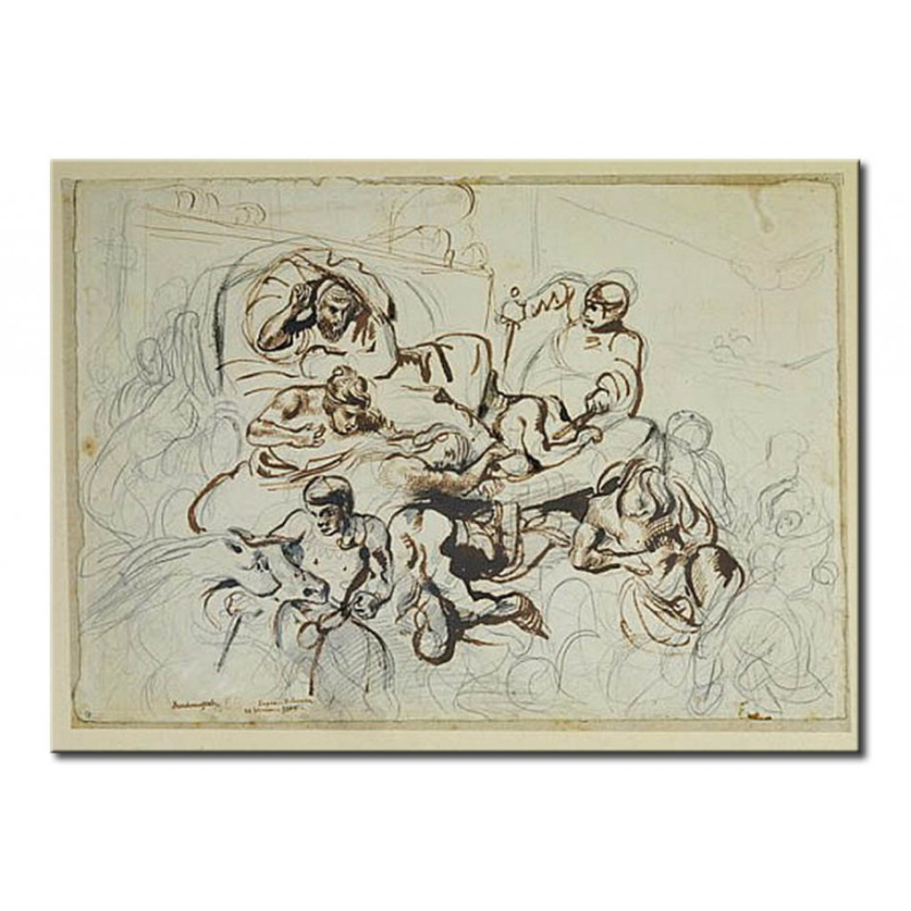 Schilderij  Eugène Delacroix: Study For The Death Of Sardanapalus