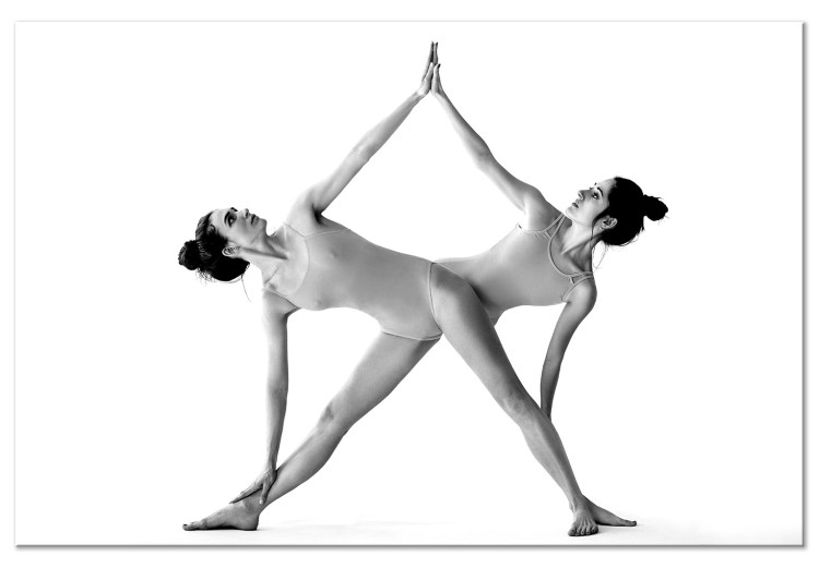 Quadro su tela Portone chiuso - due donne che fanno yoga in posizione di un portone