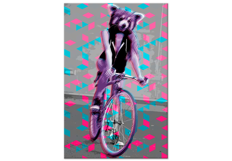 Obraz na płótnie Szop na rowerze (1-częściowy) pionowy