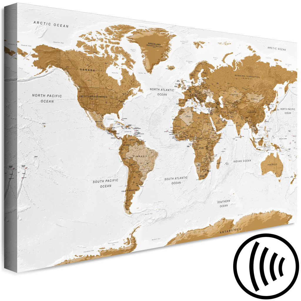 Obraz Mapa świata: Białe Oceany (1-częściowy) Szeroki