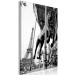 Canvas Art Print Paris carousel - black and white photo with view of the Eiffel Tower 132266 additionalThumb 2
