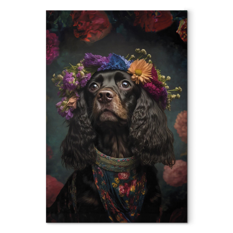 Canvas AI Dog Cocker Spaniel - Frida Kahlo Style Animal Fantasy Portrait - Vertical 150266 additionalImage 7