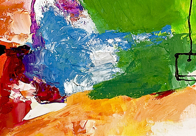 Cadre déco Perruche abstraite (1 pièce) - Fantaisie colorée sur fond beige 47466 additionalImage 3
