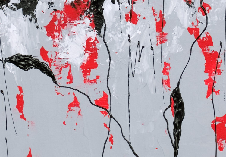 Målning Eld och is II (1-del) - abstraktion med kula och röda kladdar 48066 additionalImage 3