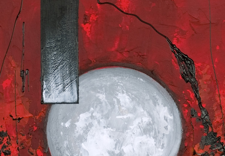 Målning Eld och is II (1-del) - abstraktion med kula och röda kladdar 48066 additionalImage 2