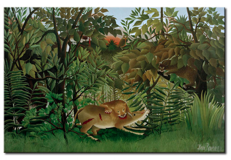 Cópia impressa do quadro Le Lion, ayant faim, se jette sur l'Antilope 50666