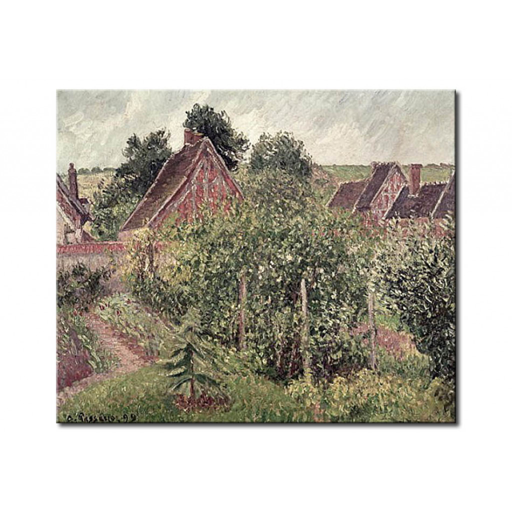 Schilderij  Camille Pissarro: Landscape With Cottage Roofs