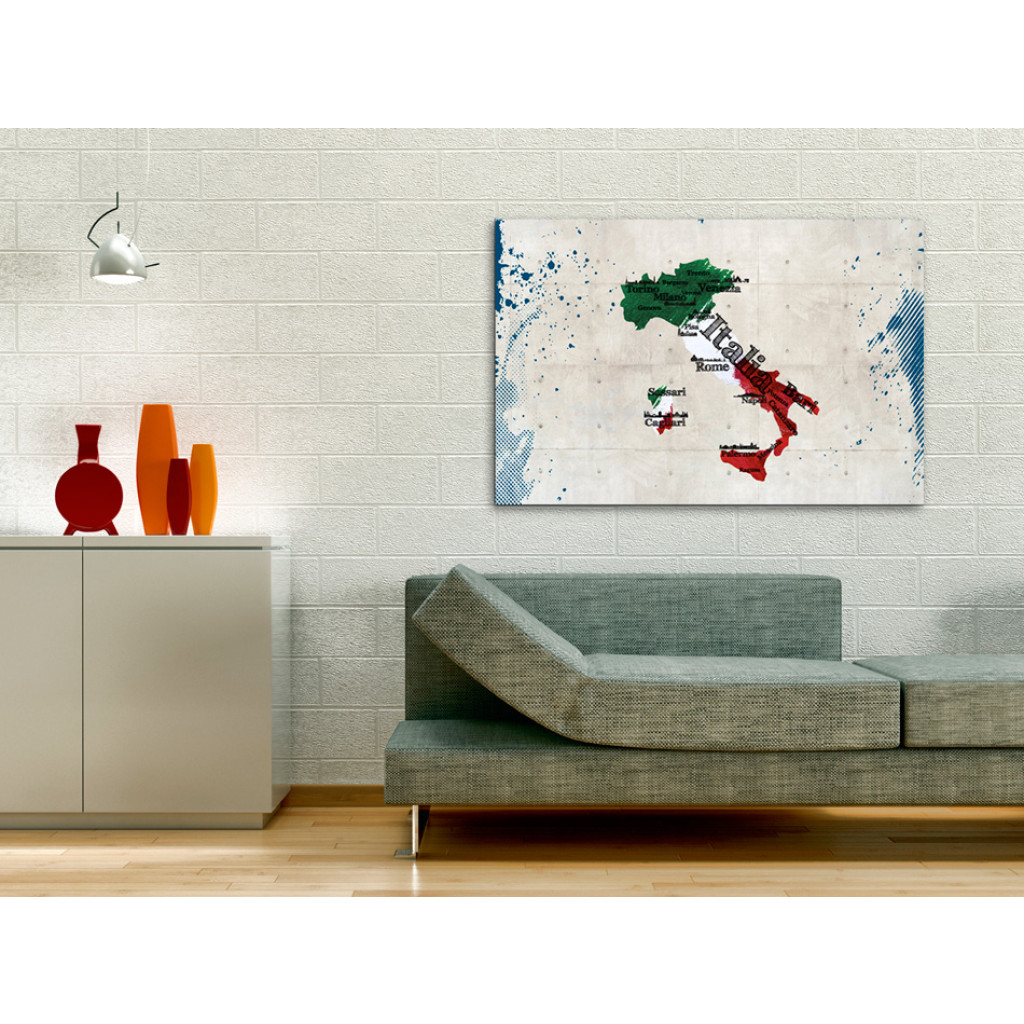 Målning Italiensk Karta - Grafisk Karta Med Markerade Städer