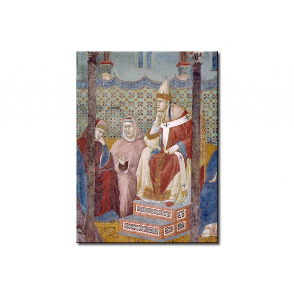 Schilderij  Giotto Di Bondone: Saint Francis Preaches Before Pope Honorius III.