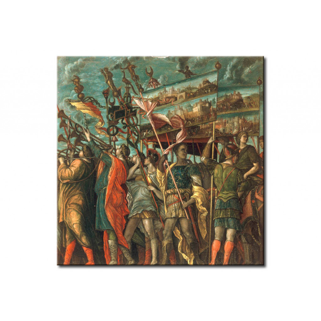 Schilderij  Andrea Mantegna: Triumph Of Caesar-horn Players And Insignia Carriers