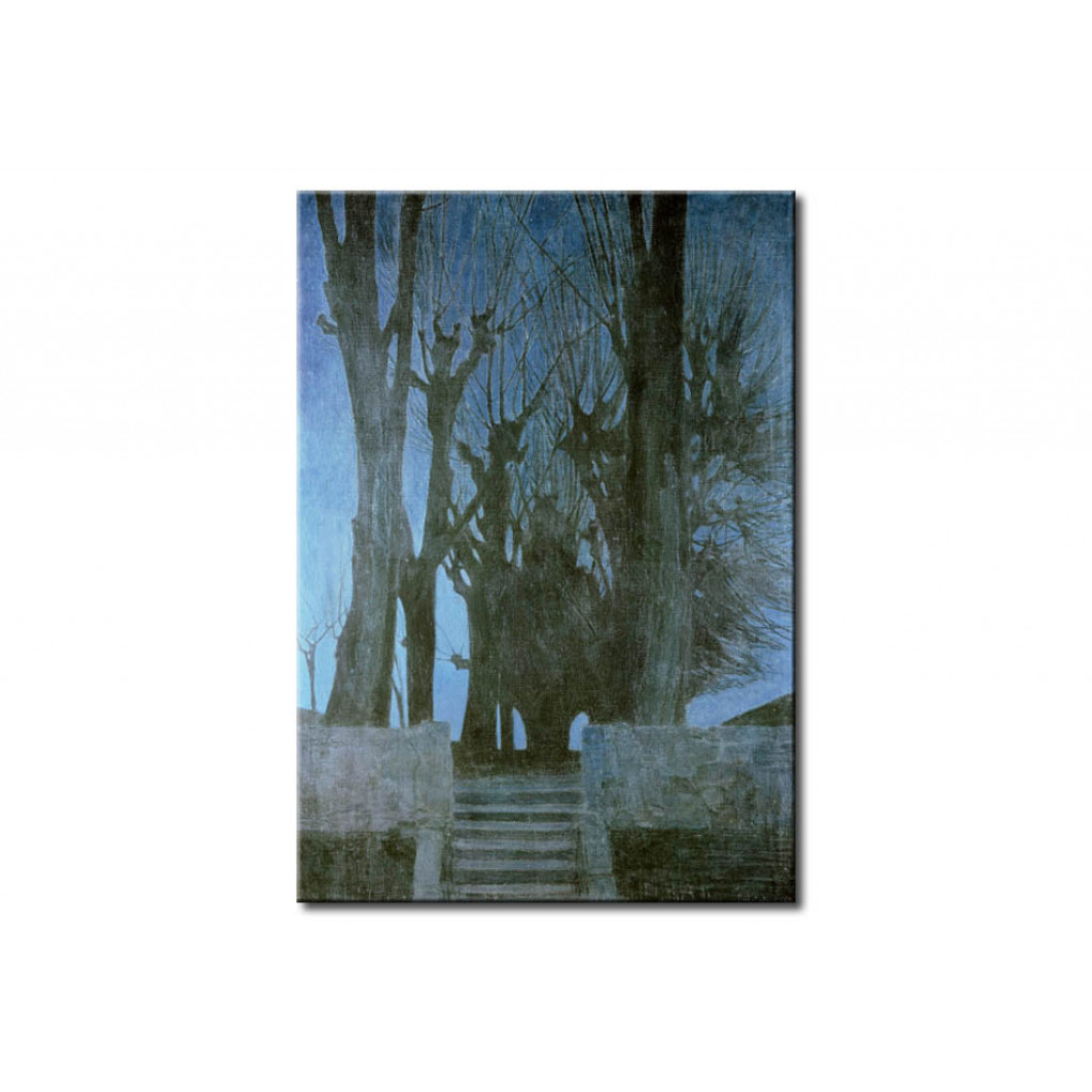 Schilderij  Oskar Zwintscher: Willow Trees By Night