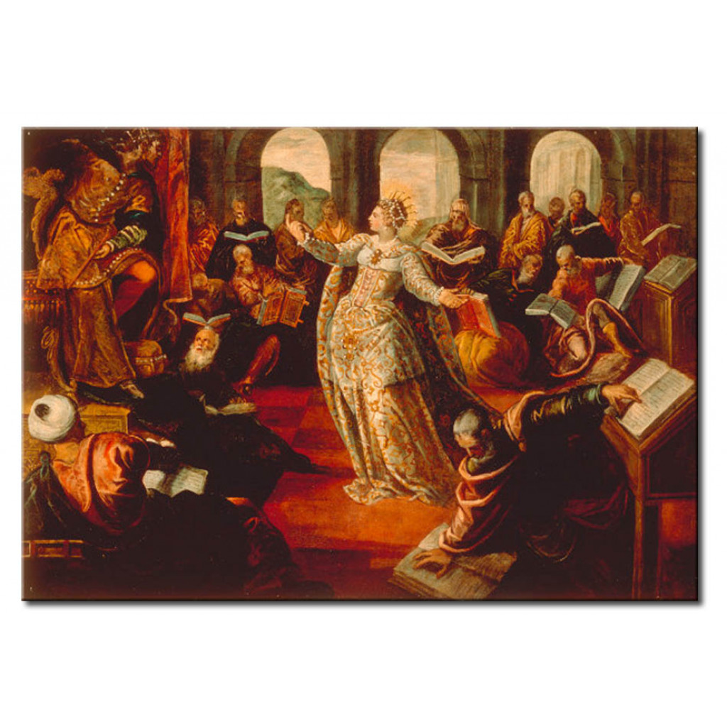 Schilderij  Tintoretto: St. Catherine Disputing With The Fifty Philosophers From Alexandria