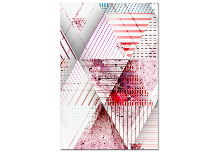 Canvas Abstract triangles - geometry in shades of pink and red 117176