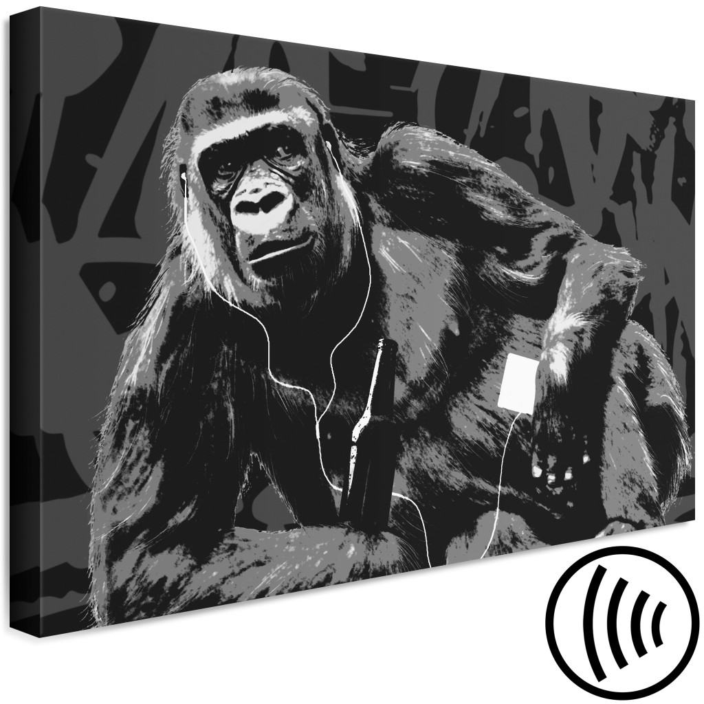 Obraz Ulubiony Podcast - Zabawna Ilustracja Małpy W Stylu Pop Art I Graffiti
