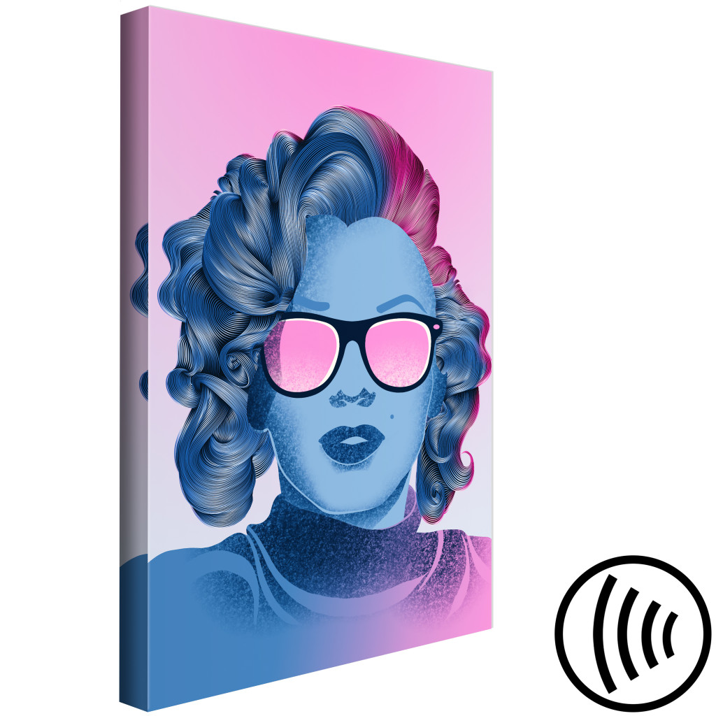 Schilderij  Portretten: Een Blauw Portret Van Marilyn Monroe - Het Gezicht Van Norma Jeane