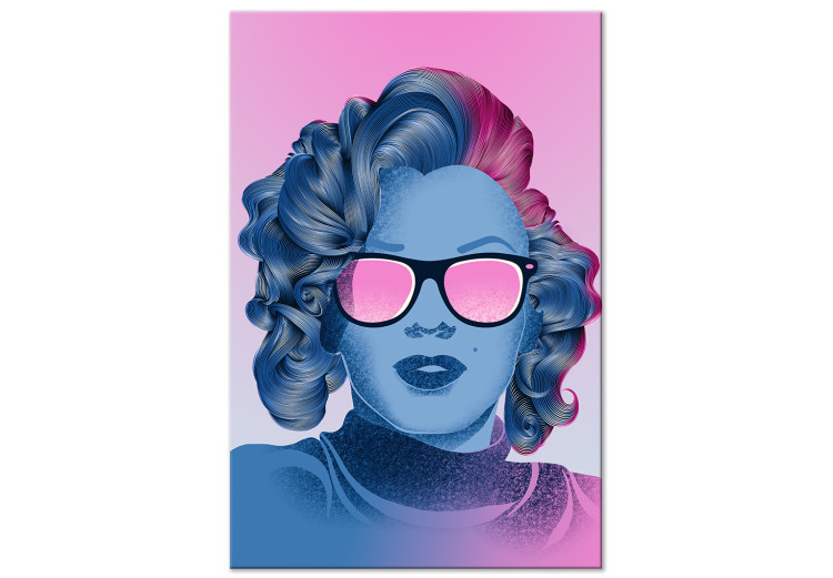 ventilator is meer dan Einde Canvas Wall Art Blue Marilyn Monroe portrait - face of Norma Jeane on pink  background - Portraits - People - Canvas Prints