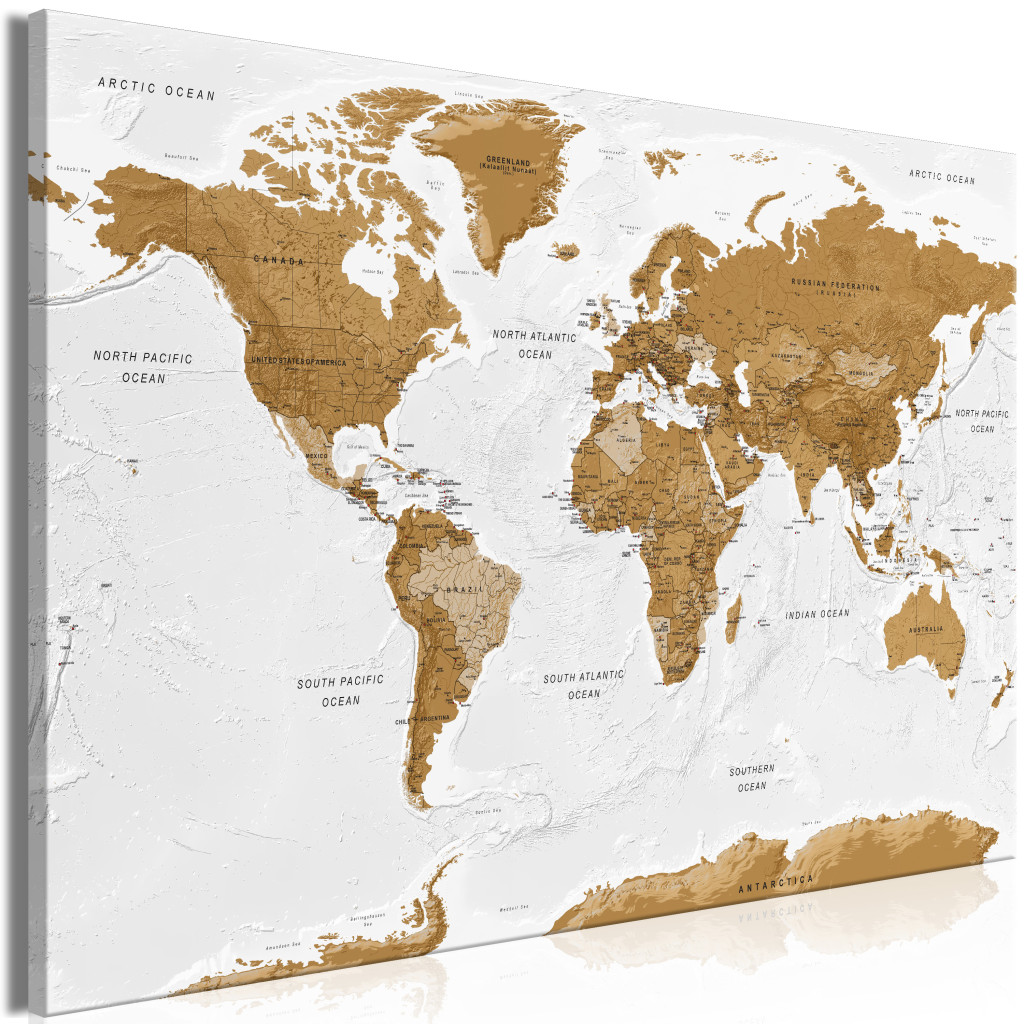 Duży Obraz XXL Mapa świata: Białe Oceany [Large Format]