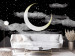 Carta da parati Cielo notturno - paesaggio con la luna, stelle, nuvole e montagne 142276