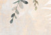 Rund tavla Blooming - Delicate Flowers and Leaves on a Light Beige Background 148676 additionalThumb 4