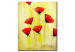 Målning Subtila röda vallmo (1-del) - blommotiv på gul bakgrund 47476